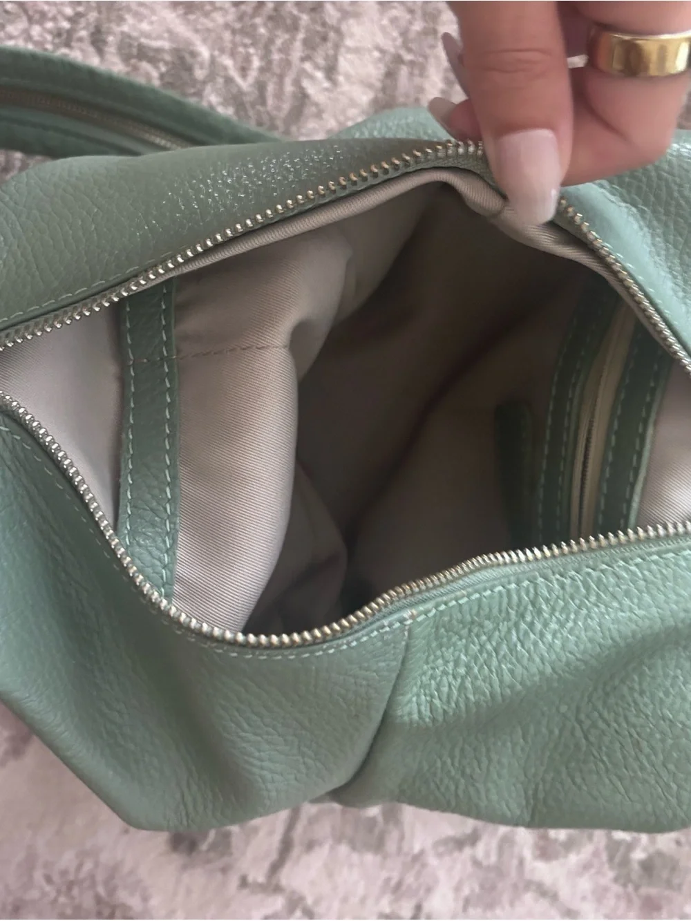 Valentina Italia Mint Green Leather Sling Bag